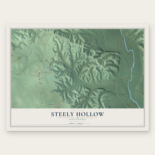 Steely Hollow, Oklahoma map print, the full design
