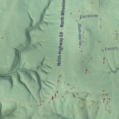Close-up of the map of Stoney Point, Oklahoma print showing street and building detail