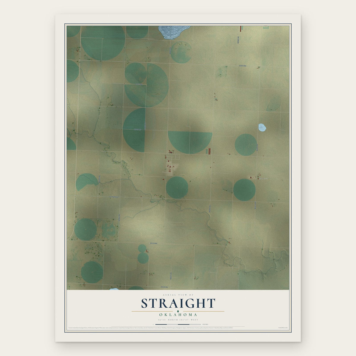 Straight, Oklahoma map print, the full design