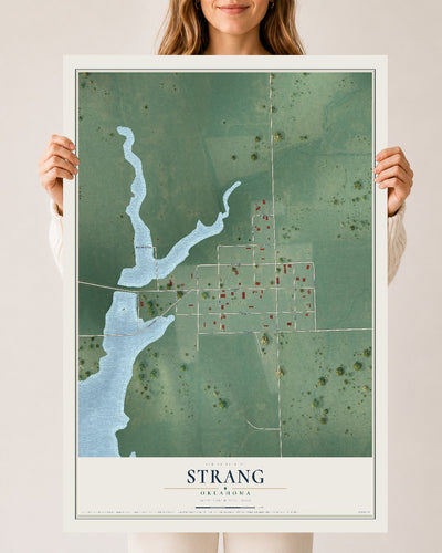 Map of Strang, Oklahoma, 24 x 36 inch unframed archival matte print