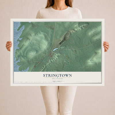 Map of Stringtown, Oklahoma, 24 x 36 inch unframed archival matte print