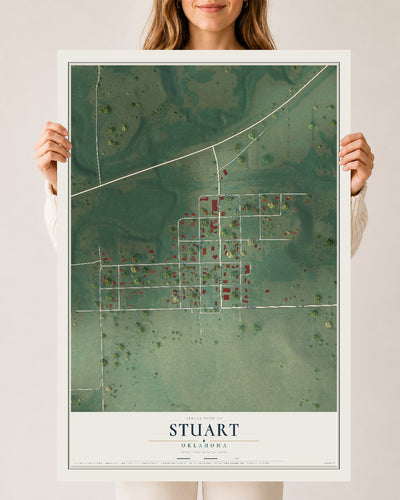 Map of Stuart, Oklahoma, 24 x 36 inch unframed archival matte print
