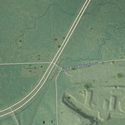 Second close-up of the map of Summit, Oklahoma print showing more streets and buildings