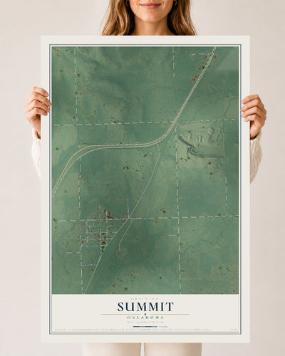 Map of Summit, Oklahoma, 24 x 36 inch unframed archival matte print
