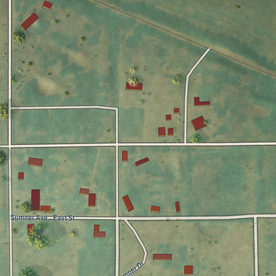 Close-up of the map of Sumner, Oklahoma print showing street and building detail