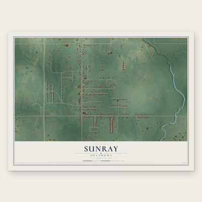 Sunray, Oklahoma map print, the full design