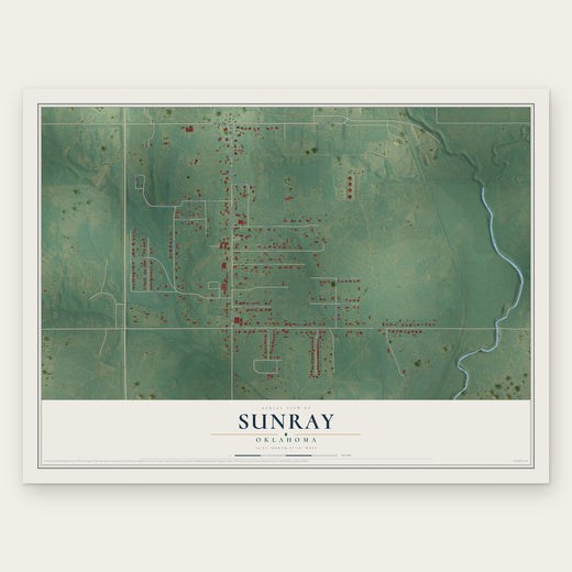 Sunray, Oklahoma map print, the full design