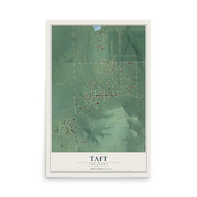 Map of Taft, Oklahoma, 12 x 18 inch unframed archival matte print