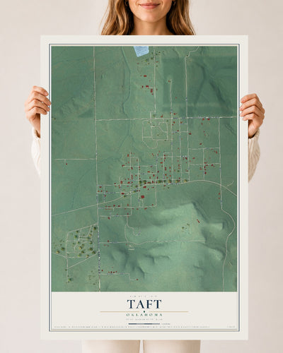 Map of Taft, Oklahoma, 24 x 36 inch unframed archival matte print