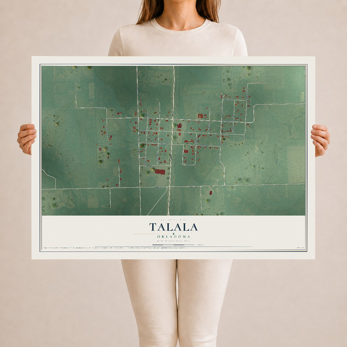 Map of Talala, Oklahoma, 24 x 36 inch unframed archival matte print