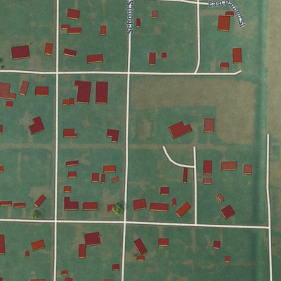Second close-up of the map of Taloga, Oklahoma print showing more streets and buildings