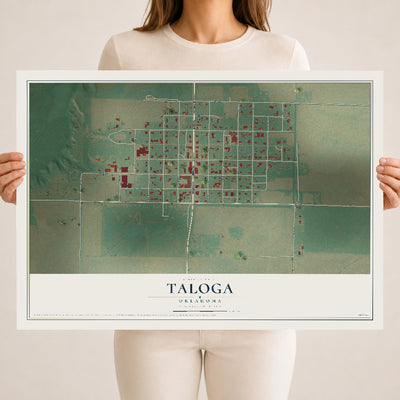 Map of Taloga, Oklahoma, 18 x 24 inch unframed archival matte print
