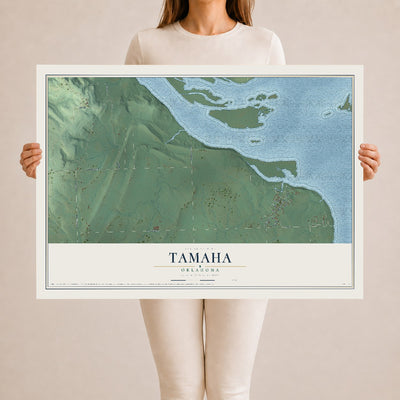 Map of Tamaha, Oklahoma, 24 x 36 inch unframed archival matte print