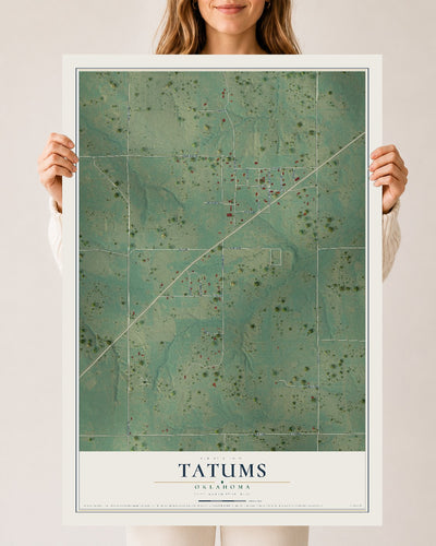 Map of Tatums, Oklahoma, 24 x 36 inch unframed archival matte print