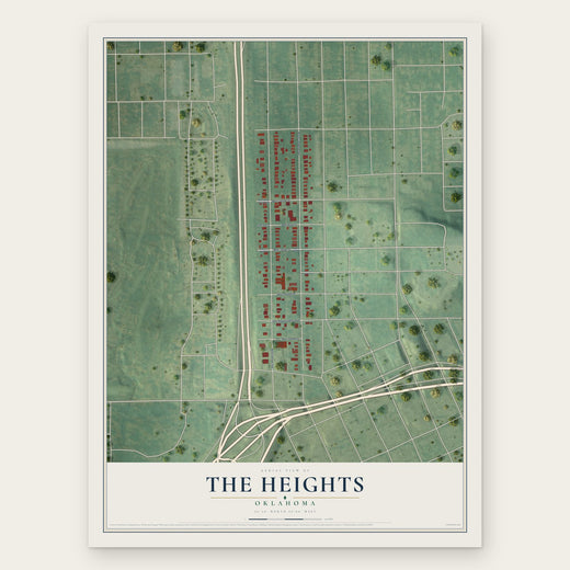 The Heights, Oklahoma map print, the full design
