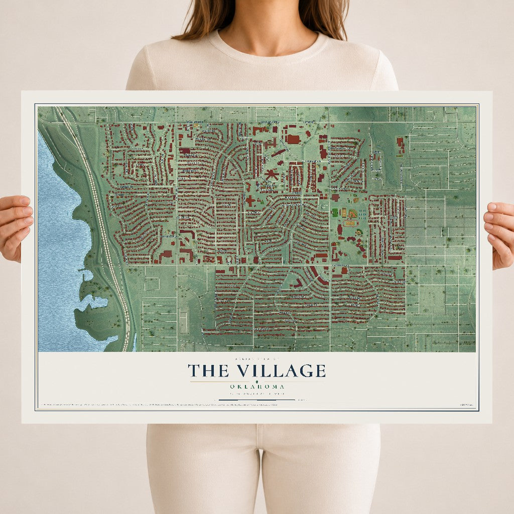 Map of The Village, Oklahoma, 18 x 24 inch unframed archival matte print