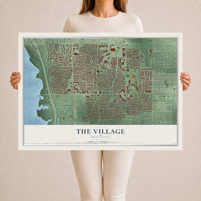 Map of The Village, Oklahoma, 24 x 36 inch unframed archival matte print