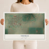 Map of Thomas, Oklahoma, 12 x 18 inch unframed archival matte print