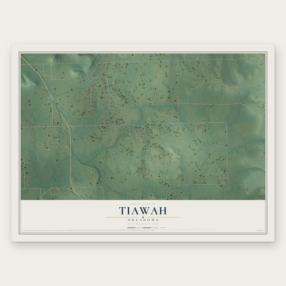 Tiawah, Oklahoma map print, the full design