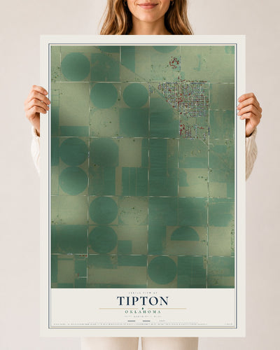 Map of Tipton, Oklahoma, 24 x 36 inch unframed archival matte print