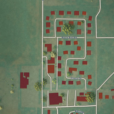 Close-up of the map of Tonkawa Tribal Housing, Oklahoma print showing street and building detail