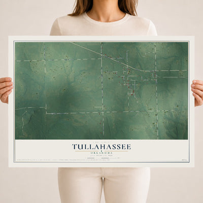 Map of Tullahassee, Oklahoma, 18 x 24 inch unframed archival matte print