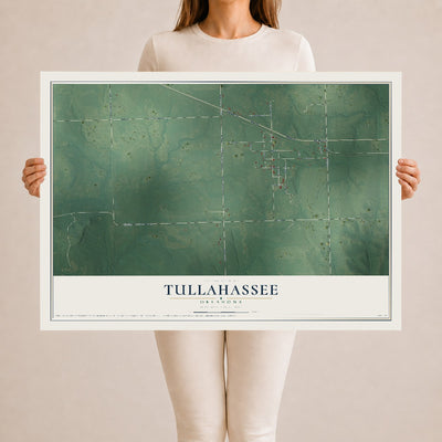 Map of Tullahassee, Oklahoma, 24 x 36 inch unframed archival matte print