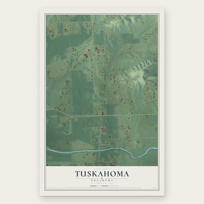 Tuskahoma, Oklahoma map print, the full design