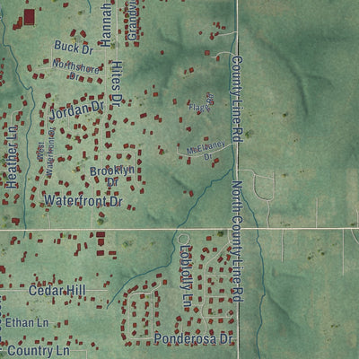 Close-up of the map of Tuttle, Oklahoma print showing street and building detail