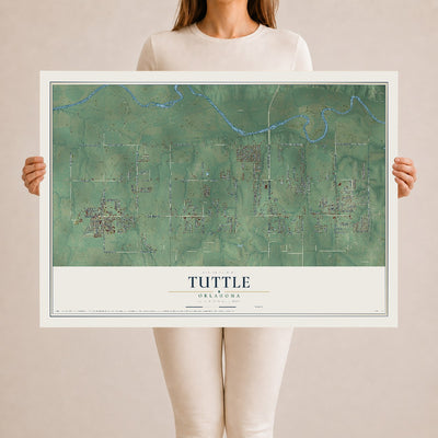 Map of Tuttle, Oklahoma, 24 x 36 inch unframed archival matte print