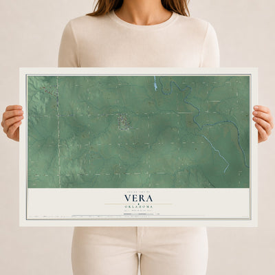 Map of Vera, Oklahoma, 12 x 18 inch unframed archival matte print