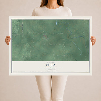 Map of Vera, Oklahoma, 24 x 36 inch unframed archival matte print