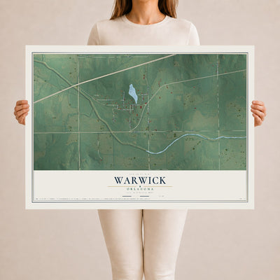Map of Warwick, Oklahoma, 24 x 36 inch unframed archival matte print