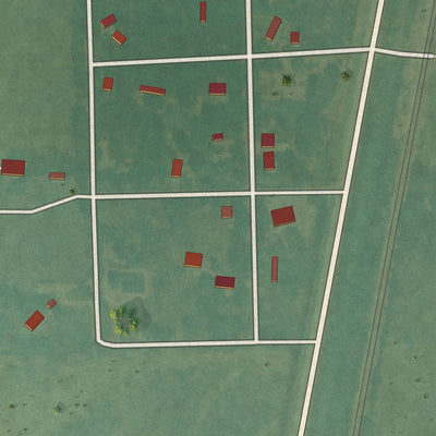 Close-up of the map of Watova, Oklahoma print showing street and building detail