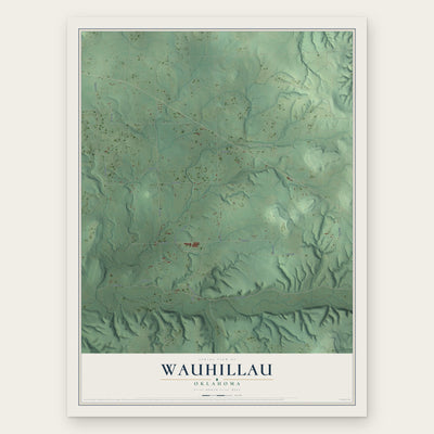 Wauhillau, Oklahoma map print, the full design