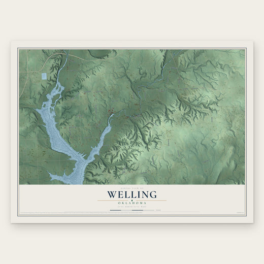 Welling, Oklahoma map print, the full design