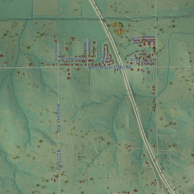 Close-up of the map of Whitebead, Oklahoma print showing street and building detail