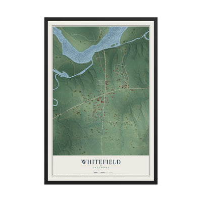 Map of Whitefield, Oklahoma, 12 x 18 inch print in a black wood frame