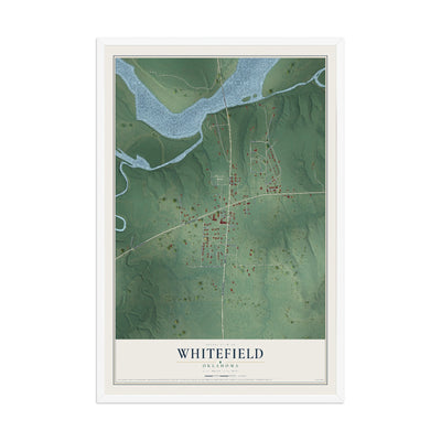 Map of Whitefield, Oklahoma, 12 x 18 inch print in a white wood frame
