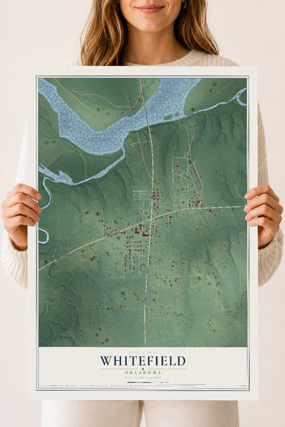 Map of Whitefield, Oklahoma, 18 x 24 inch unframed archival matte print
