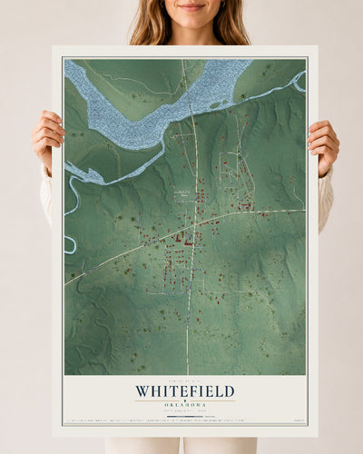 Map of Whitefield, Oklahoma, 24 x 36 inch unframed archival matte print