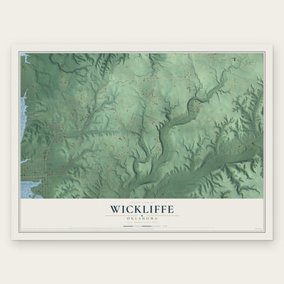Wickliffe, Oklahoma map print, the full design