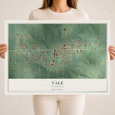 Map of Yale, Oklahoma, 18 x 24 inch unframed archival matte print