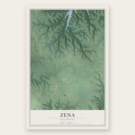 Zena, Oklahoma map print, the full design