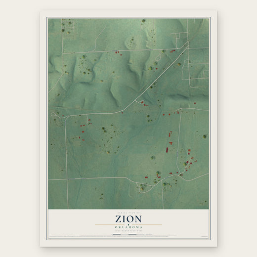 Zion, Oklahoma map print, the full design