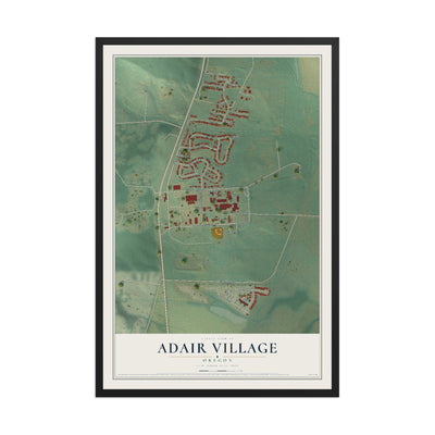 Map of Adair Village, Oregon, 12 x 18 inch print in a black wood frame
