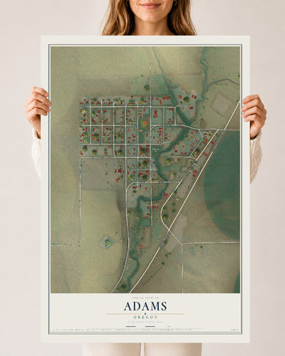 Map of Adams, Oregon, 24 x 36 inch unframed archival matte print