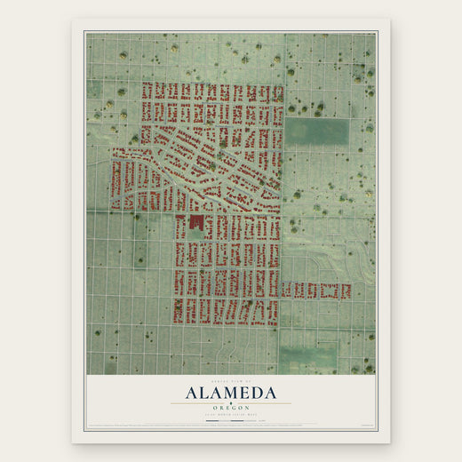 Alameda, Oregon map print, the full design