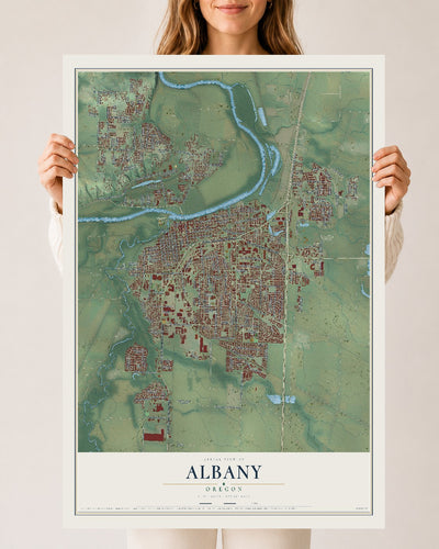 Map of Albany, Oregon, 24 x 36 inch unframed archival matte print