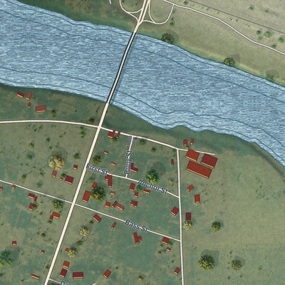 Close-up of the map of Annex, Oregon print showing street and building detail
